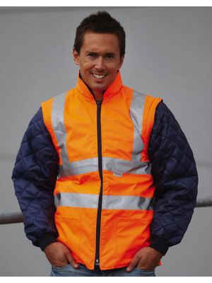 Casacos de trabalho yoko fluo quilted jacket with zip off sleeves com publicidade imagem 1