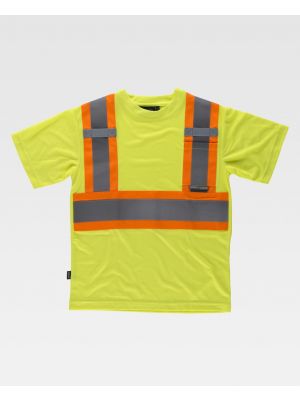 T-shirts de equipa de trabalho reflectoras fluorescentes mc reflectoras em poliéster vista 1