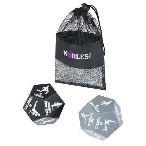 Jogo de dados de fitness de 2 peças colocado em bolsa de RPET Simmons