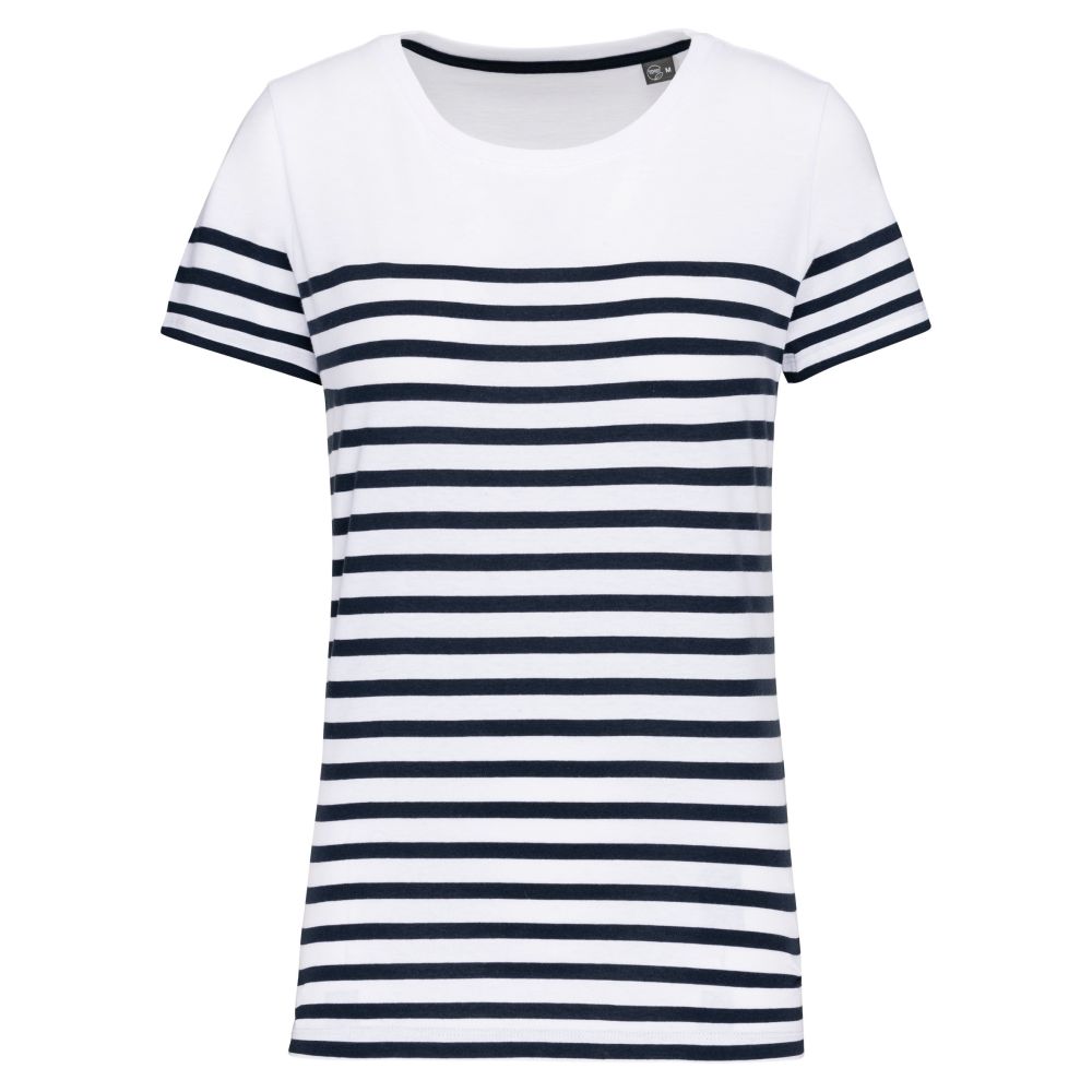 T-shirt estilo marinheiro Bio com decote redondo para senhora Manga curta