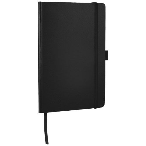 Libretas con banda elastica flex office de cartón con publicidad vista 1