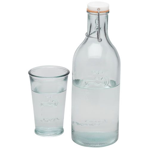 Vasos cocina of water with a glass de vidrio ecológico con publicidad vista 1