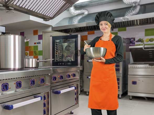 Delantales de hostelería valento oven de poliéster con impresión vista 1