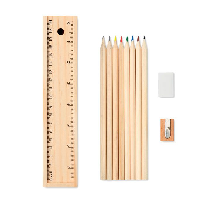 TODO SET Set 12 lápis estojo de madeira