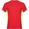 T shirts de desporto roly tokyo poliéster vermelho amarelo com logótipo imagem 1