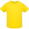 T shirts manga curta roly baby 100% algodão amarelo com publicidade imagem 1