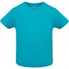 T shirts manga curta roly baby 100% algodão turquesa com publicidade imagem 1