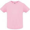 T shirts manga curta roly baby 100% algodão rosa claro com publicidade imagem 1