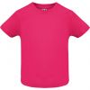 T shirts manga curta roly baby 100% algodão rosa choque com publicidade imagem 1