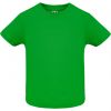 T shirts manga curta roly baby 100% algodão verde relva com publicidade imagem 1