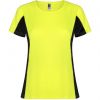 T shirts de desporto roly shangai woman poliéster amarelo fluorescente preto com logótipo imagem 1