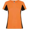 T shirts de desporto roly shangai woman poliéster laranja fluorescente preto com logótipo imagem 1