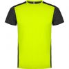 T shirts de desporto roly zolder poliéster amarelo fluorescente preto vigore com logótipo imagem 1