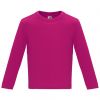 T shirts mangas compridas roly baby ls 100% algodão rosa choque com logótipo imagem 1